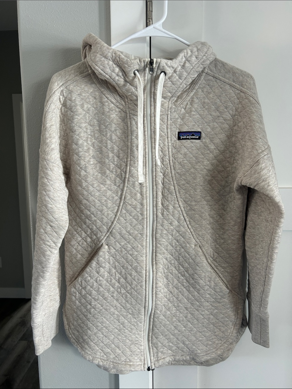 Patagonia Quilted Zip-Up Hoodie - Light Beige